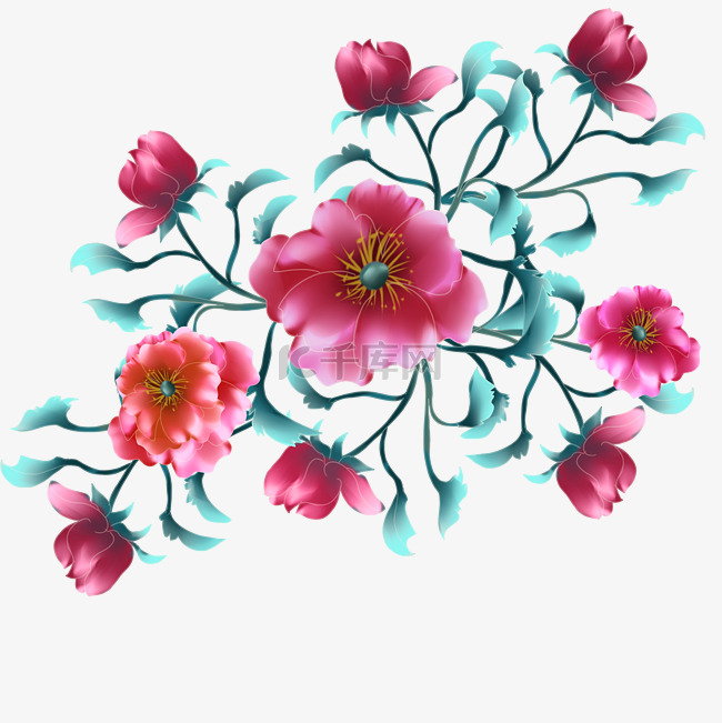 刺绣花朵花纹装饰
