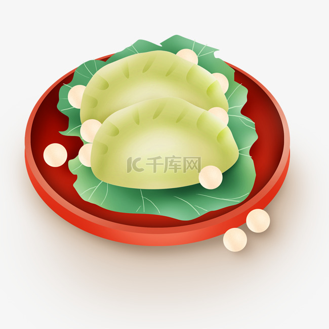 一盘翡翠饺子