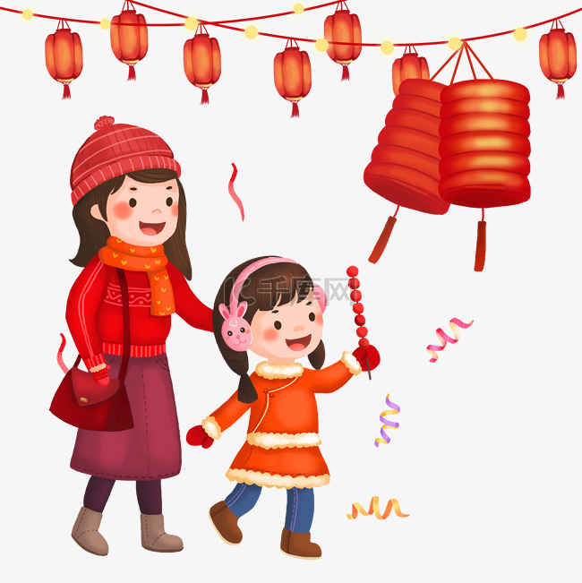 陪妈妈新年逛庙会年俗元宵