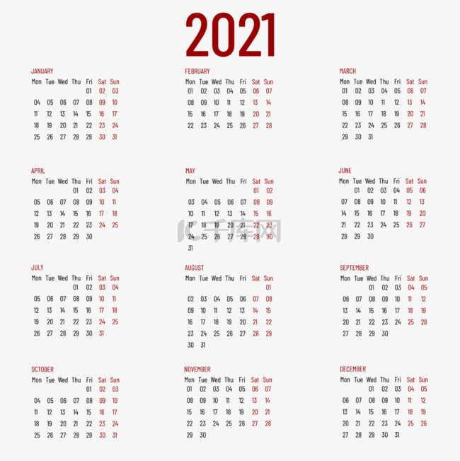 2021calendar2021简约年历