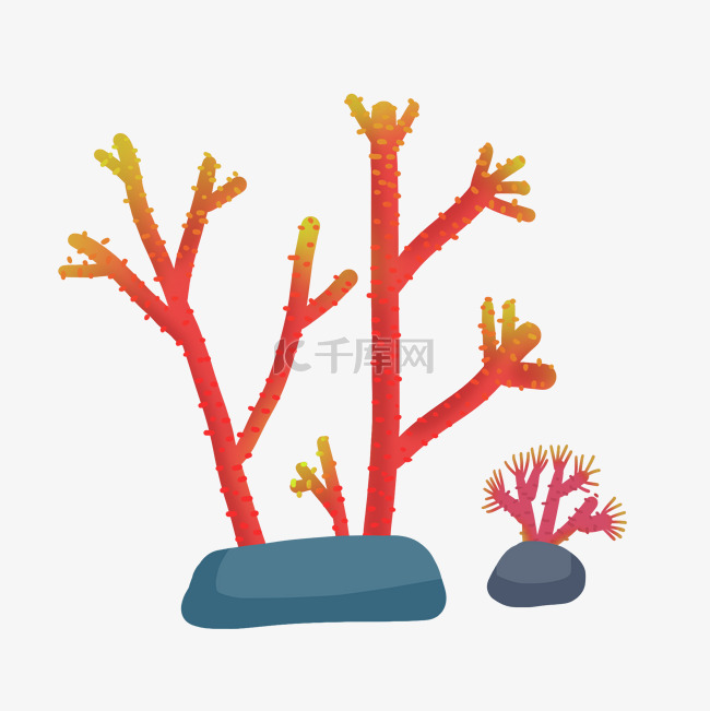 卡通海底珊瑚礁水草
