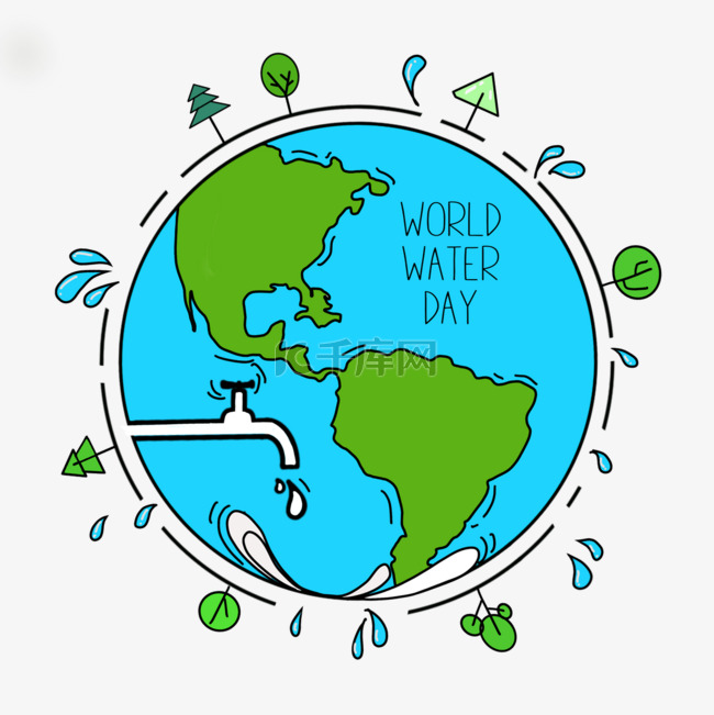 world water day插画地球