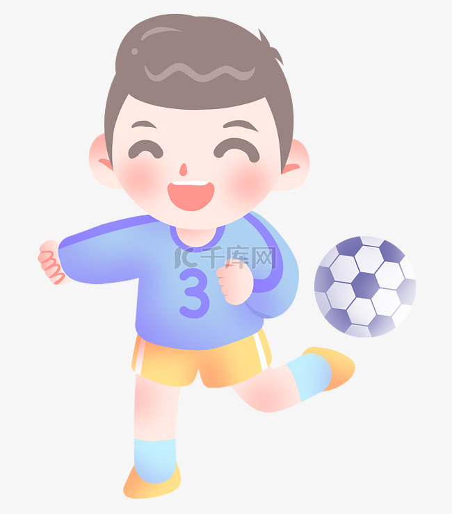 运动踢足球的小男孩