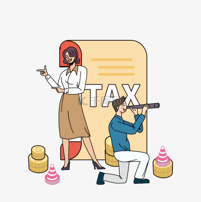手绘税法计算账单插画
