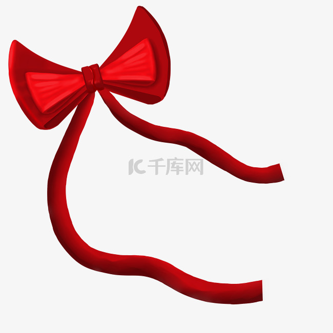 红色蝴蝶结缎带