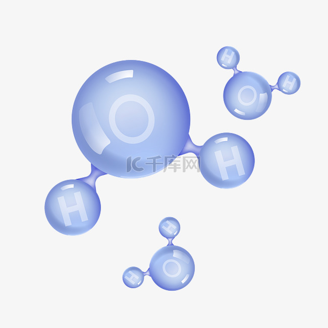 蓝色的水分子