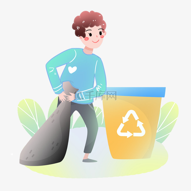 垃圾分类回收扔垃圾素材