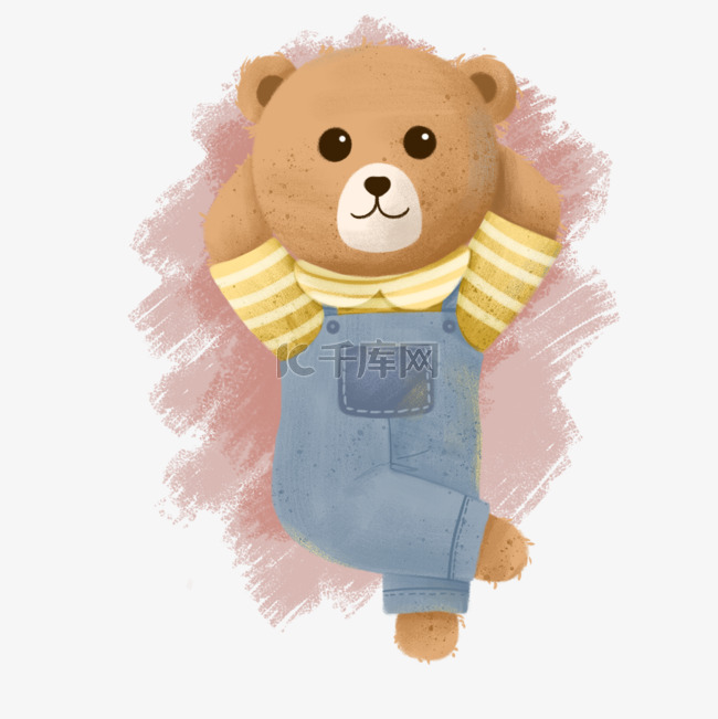 肌理风格可爱手绘泰迪熊