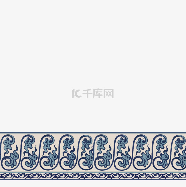 中国清朝别致青花瓷手绘装饰边框