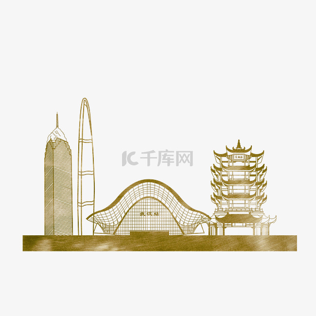 武汉标志建筑剪影
