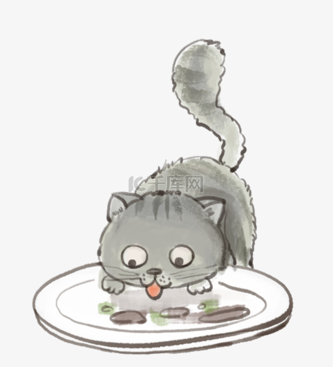 吃盘里食物的猫