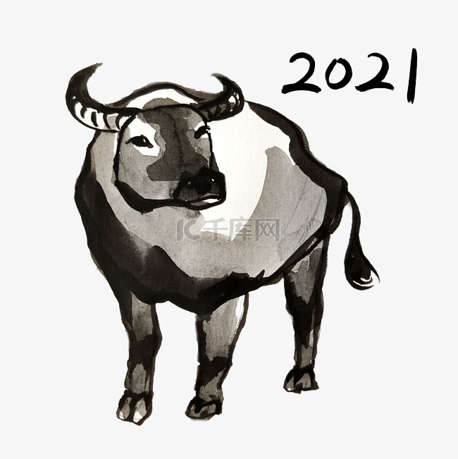2021水墨牛