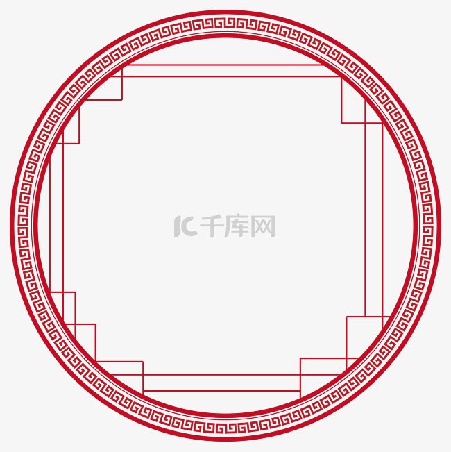 中国风红色边框回纹描边小轩窗