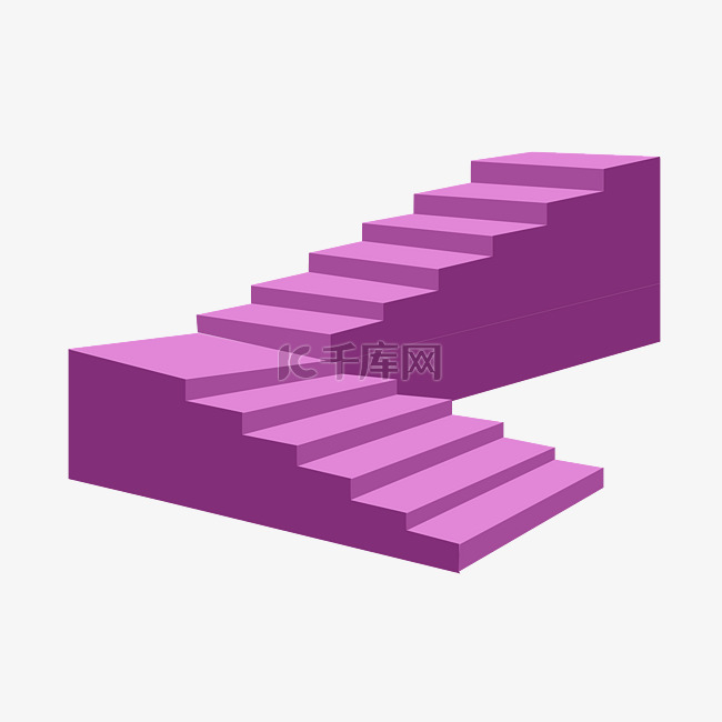 紫色拐角楼梯插画