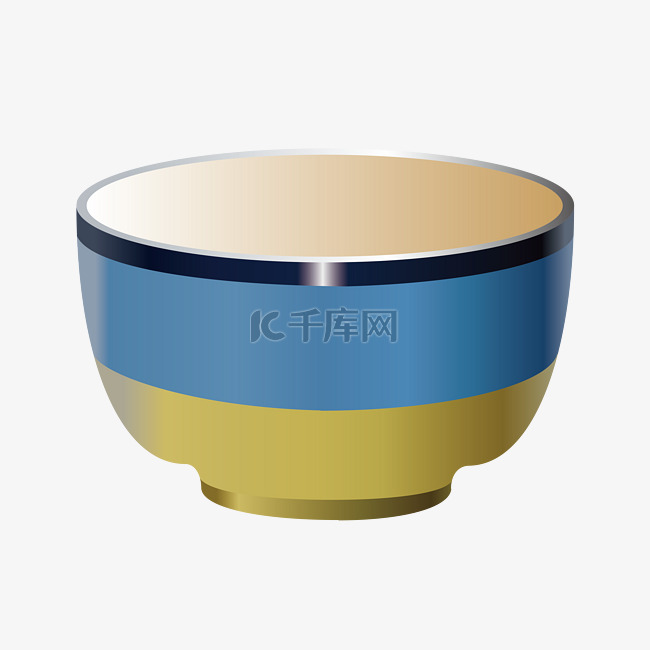 蓝黄色瓷碗装饰插画