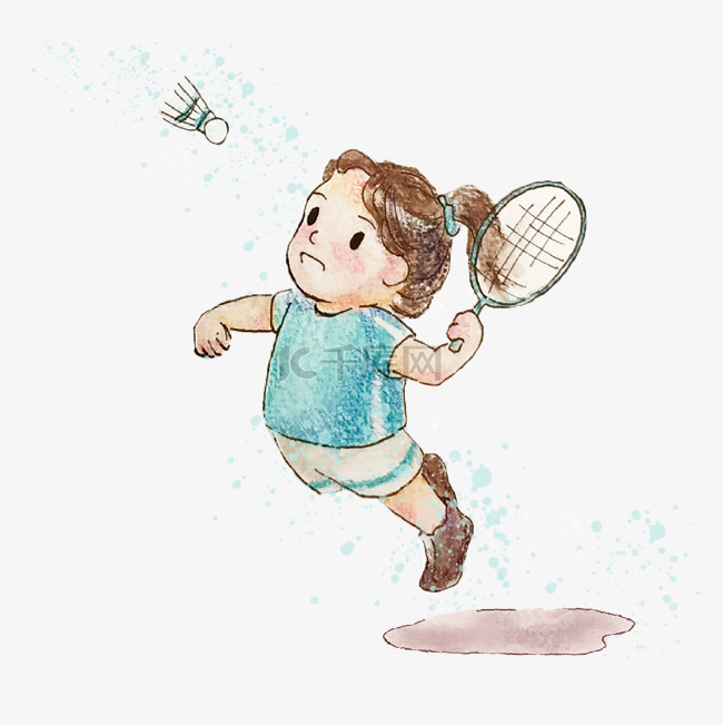 比赛中打羽毛球的女孩