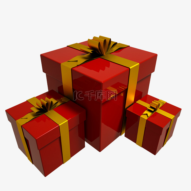 红色立体礼物礼盒
