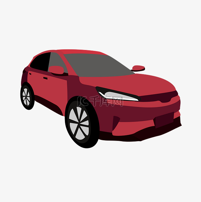 立体效果红色汽车模型