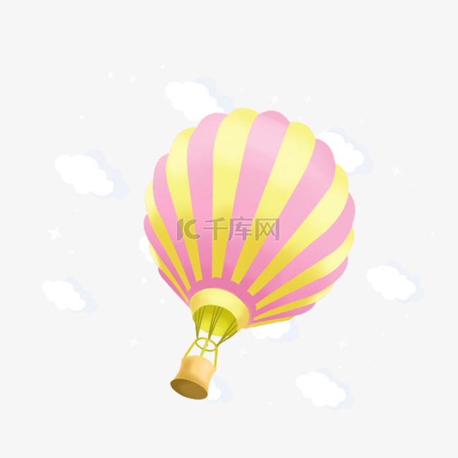 扁平彩色热气球