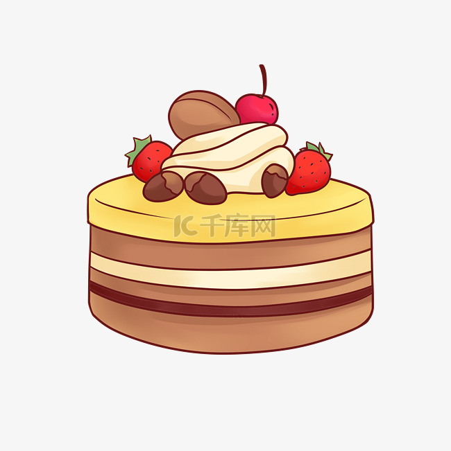 甜美风可爱生日蛋糕美食插画