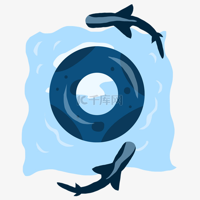 鲸鱼墨蓝泳圈