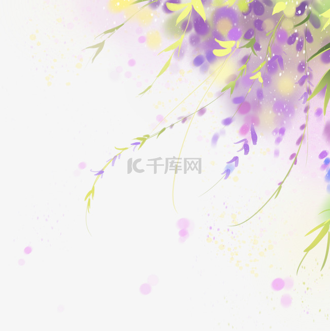 唯美水彩紫藤花