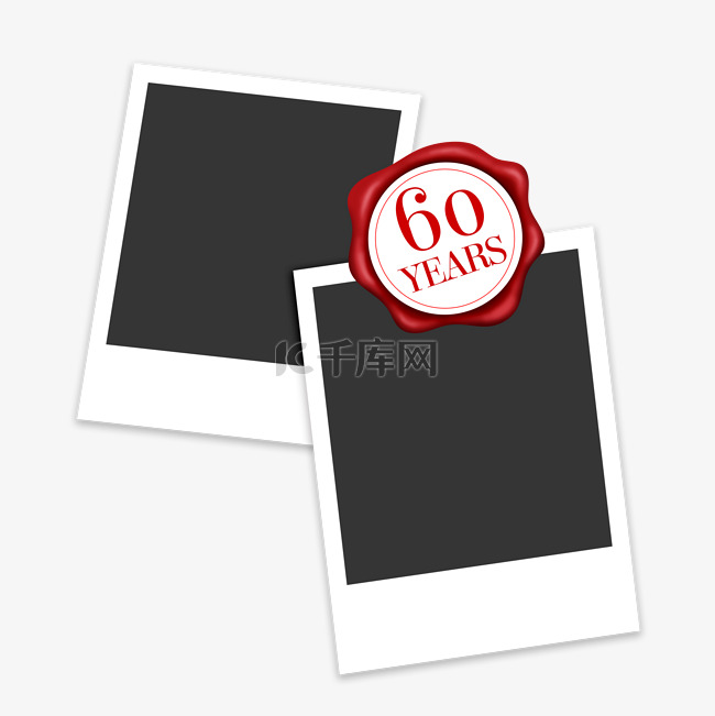 黑色相框组合红色蜡封60周年元素