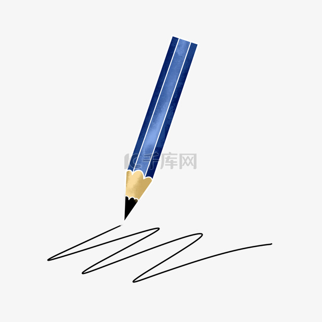 手绘蓝色铅笔