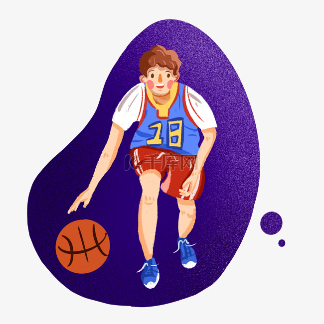 篮球爱好者运动男孩手绘插画pn