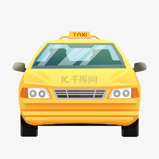 出租车黄色汽车前面