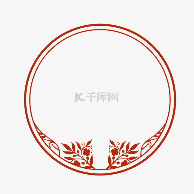 圆形中国风红色边框