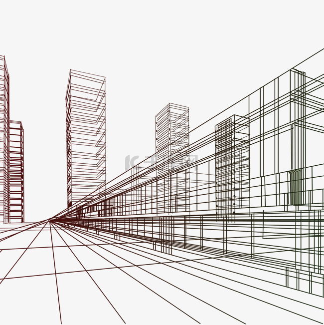 城市建筑透视线条素材
