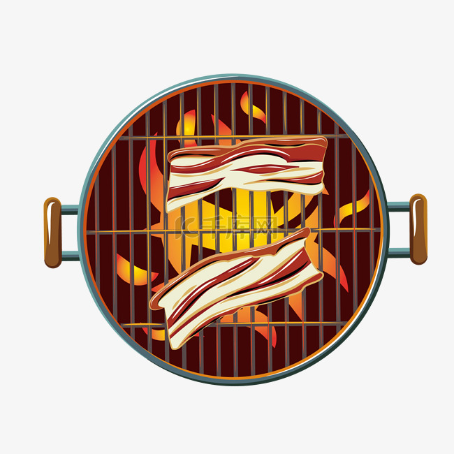 美味的烧烤烤肉插画