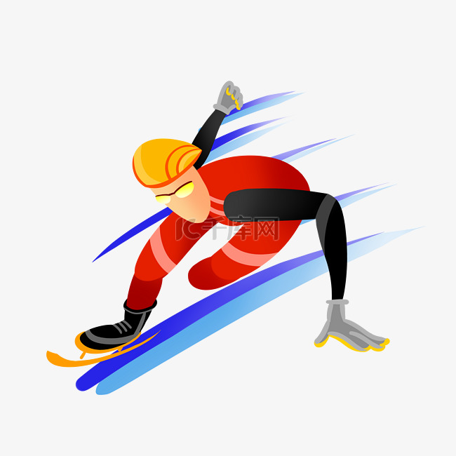 男孩滑雪