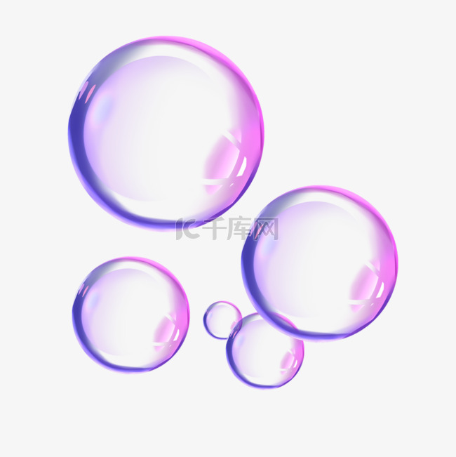 手绘彩色透明肥皂泡泡