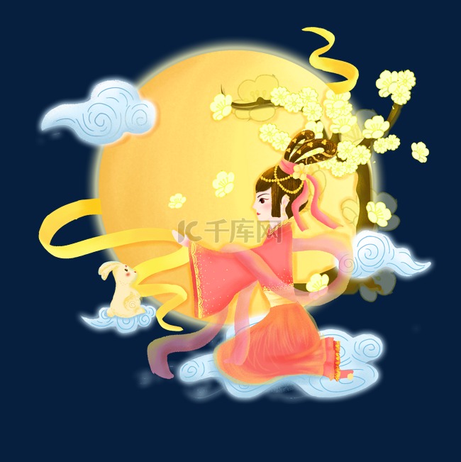 中秋节手绘嫦娥奔月