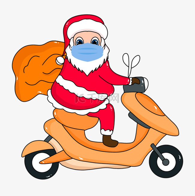 骑摩托车的圣诞社交间隔