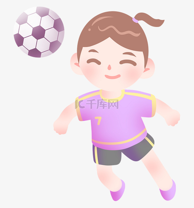 踢球运动女孩插画