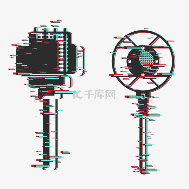 霓虹风格唱歌话筒元素