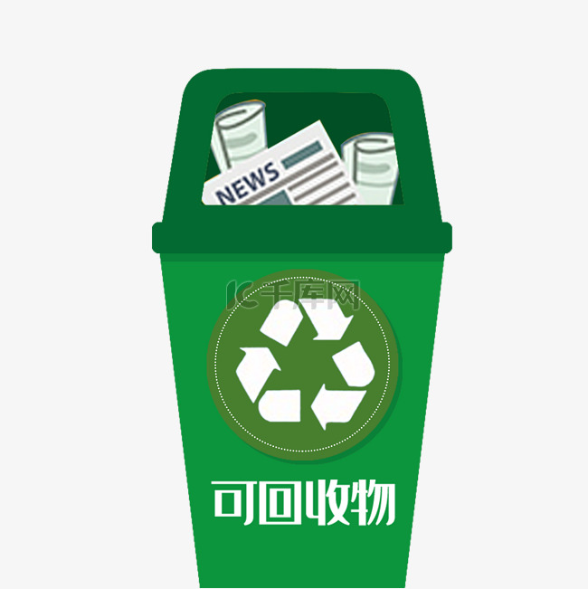 卡通绿色可回收物