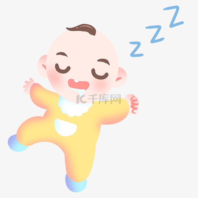 睡觉的婴儿装饰插画