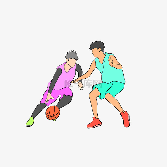 篮球运动卡通插画