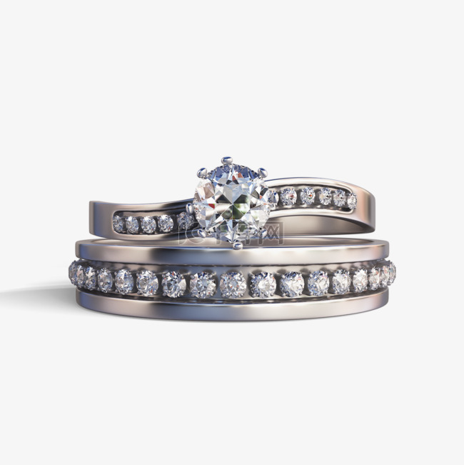 钻石结婚戒指3d三维元素