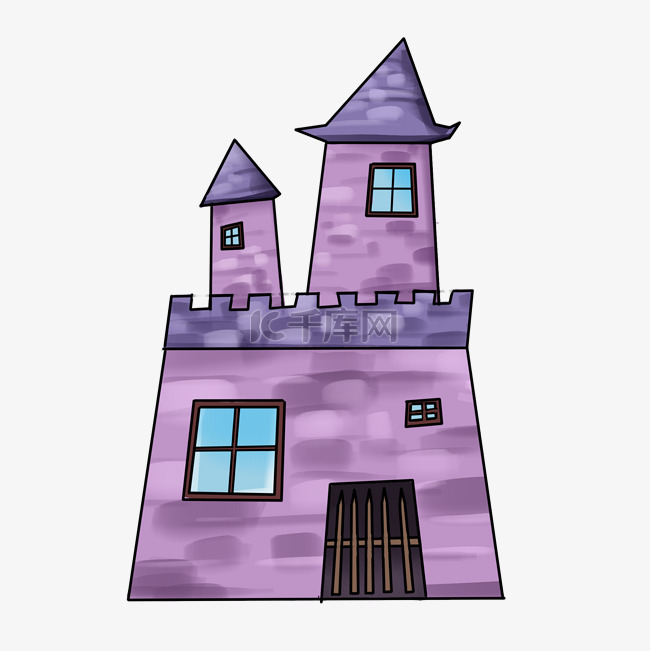 紫色几何创意建筑房屋元素