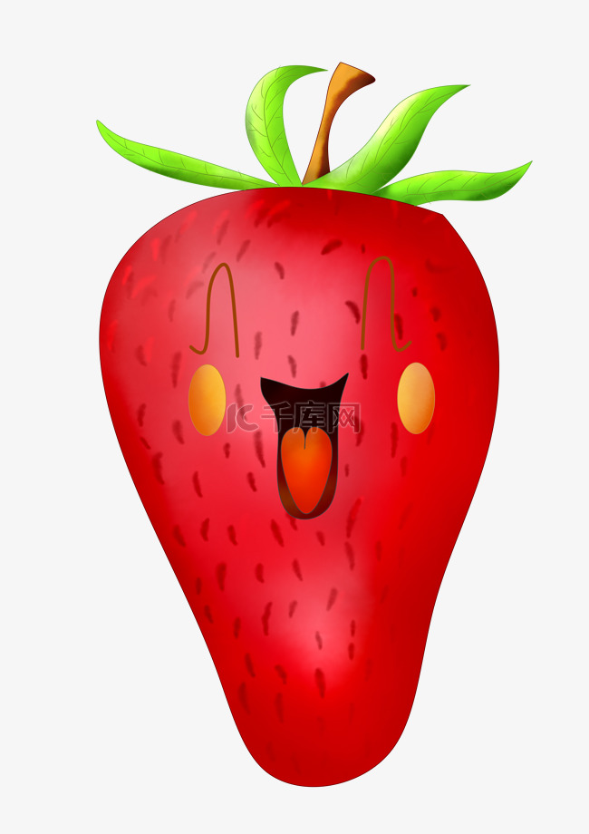 红色草莓笑脸插画