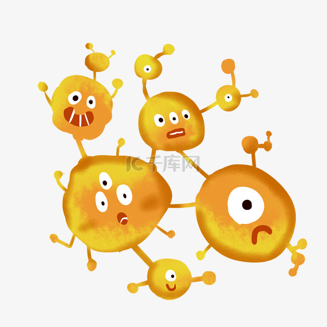 卡通橘色细菌小怪物免抠png
