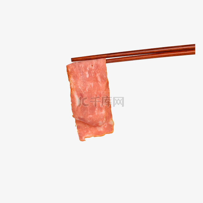 筷子夹起培根肉片