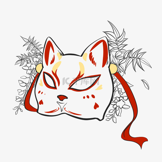 狐狸植物刺青插画