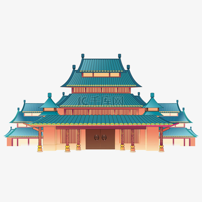 彩色中国风古典建筑