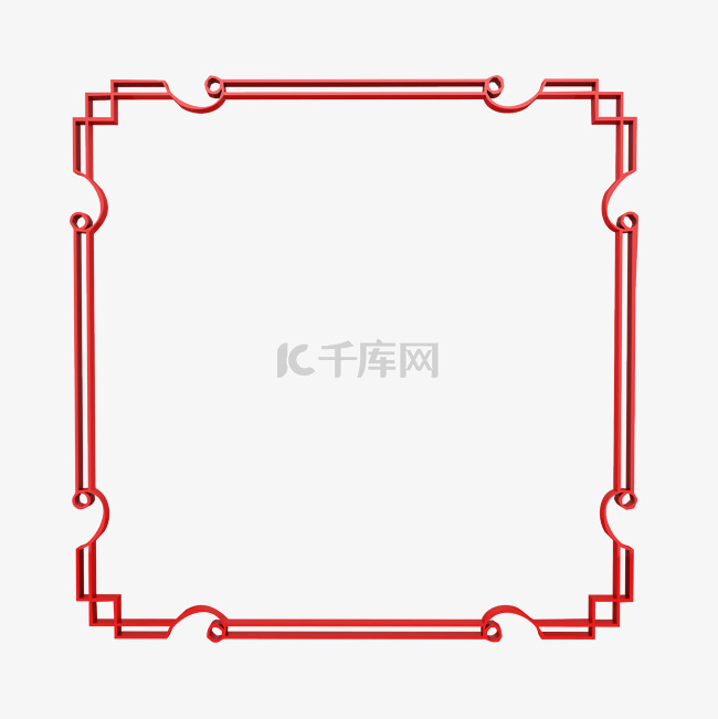 C4D中国红复古边框